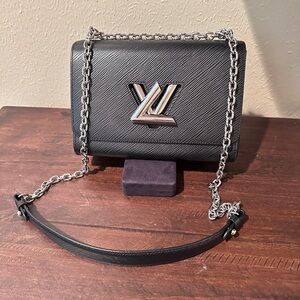 Louis Vuitton Black Crossbody Bag with Silver Accents